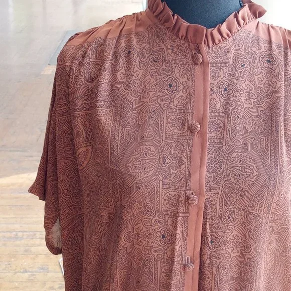 Brown and black sheer graphic Italian dress - Picture 9 of 11